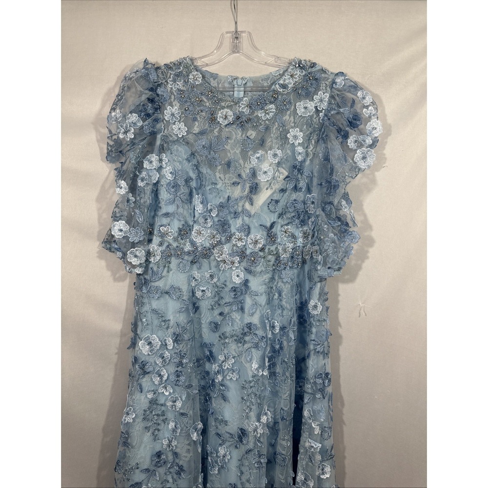 NWT MAC DUGGAL [‎ 12 ] 68193 Applique High Neck Puff Sleeve A Line Dress J2170 - Picture 10 of 11